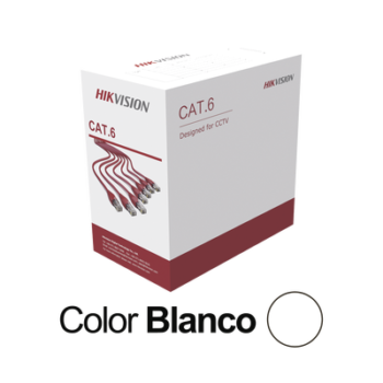 Bobina de Cable UTP 305 Metros / Cat5E (24 AWG) / Color Blanco / PVC (CM) / Uso en Interior / 100% Cobre / Aplicaciones de CCTV y Redes de Datos
