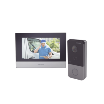 Kit de Videoportero IP Poe Estandar con llamada a App de Smartphone (HikConnect) / Apertura con tarjeta MIFARE / Frente de calle IP65 / Soporta 1 Departamento