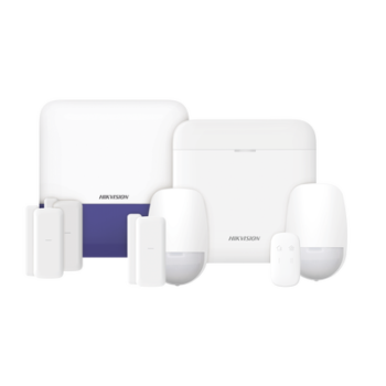 (AX PRO) KIT de Alarma AX PRO con GSM (3G/4G) / Incluye: 1 Hub con bateria de respaldo / 2 Sensores PIR / 3 Contactos Magnéticos mini / 1 Control Remoto / 1 Sirena Inalambrica Exterior / WiFi / Compatible con Hik-Connect P2P