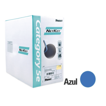 Bobina de cable UTP 305 m. de Cobre, NetKey, Azul, Categoría 5e (24 AWG), PVC (CM), de 4 pares